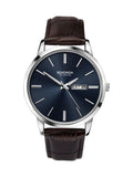Brown watch leather strap blue dial 40mm case, imported from the UK