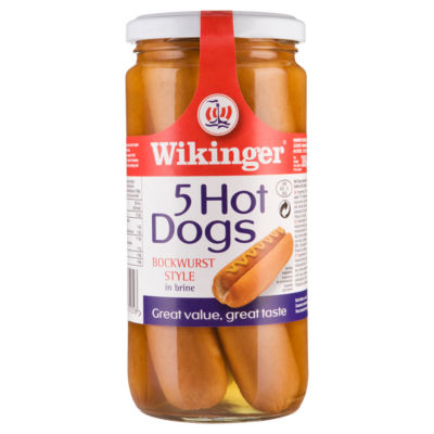Wikinger Bockwurst style hot dogs in brine 380g (British brand)