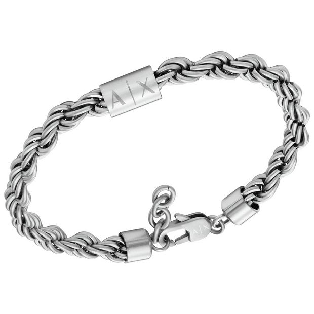 Armani Exchange men's silver chain bracelet (British brand)