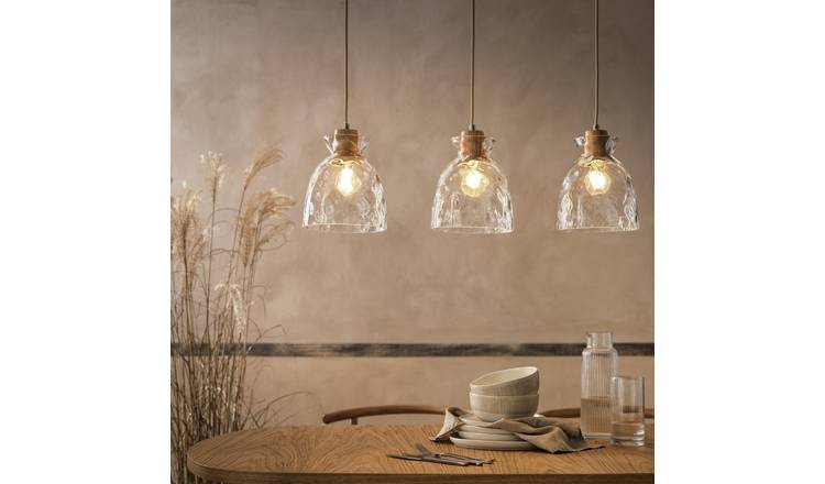 Habitat Vanern clear dimple glass bar pendant light, UK version