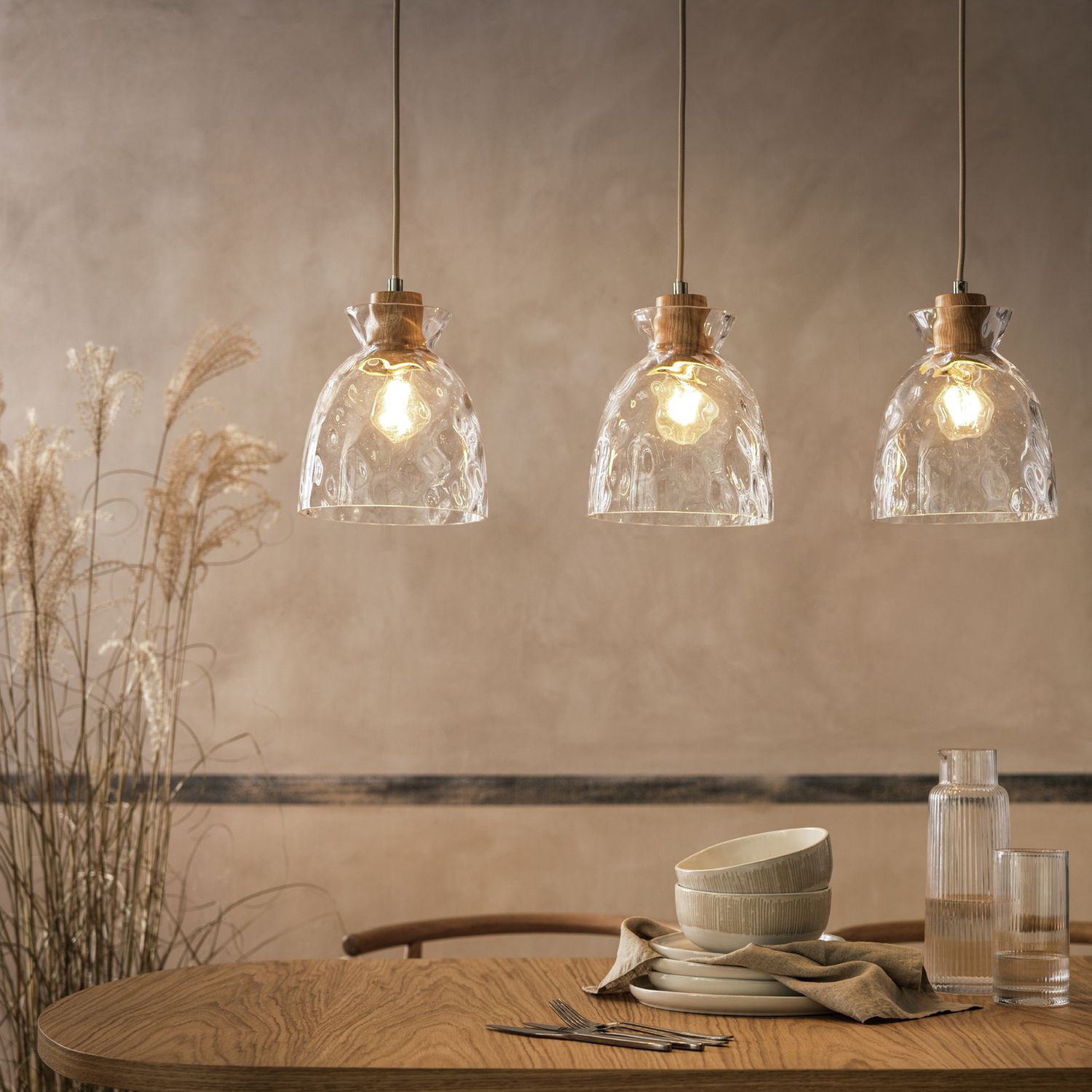 Habitat Vanern clear dimple glass bar pendant light, UK version