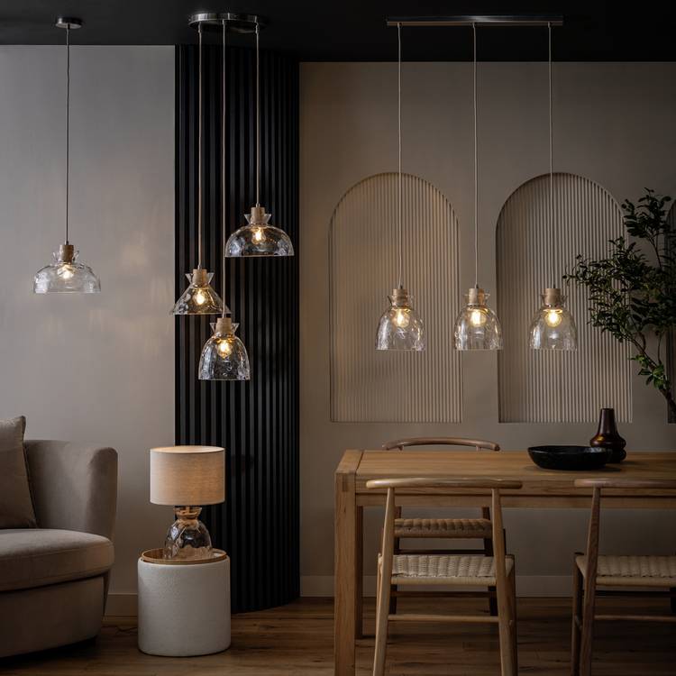 Habitat Vanern clear dimple glass bar pendant light, UK version