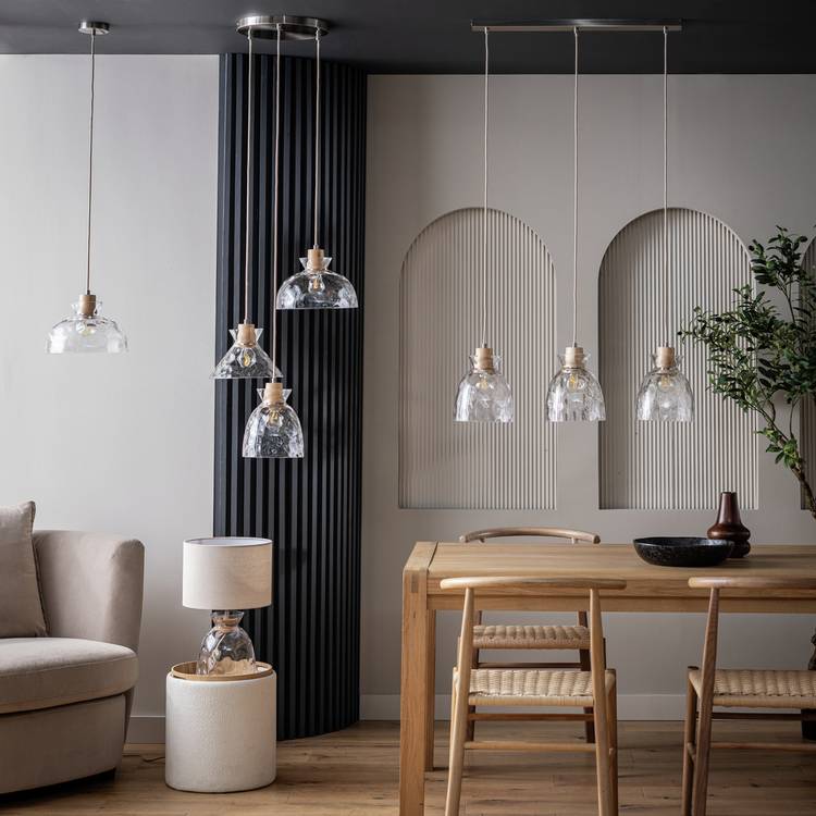 Habitat Vanern clear dimple glass bar pendant light, UK version