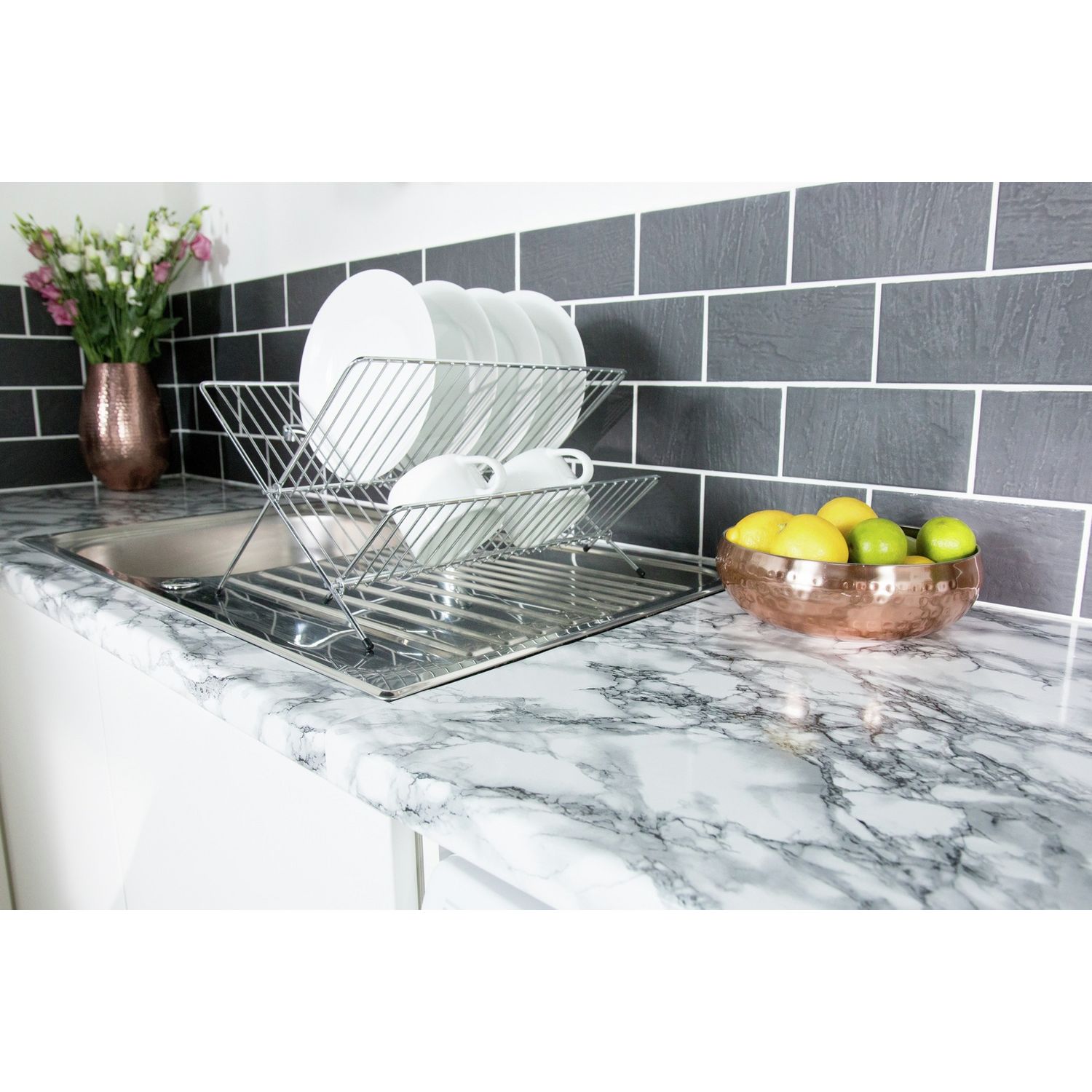 D-C-Fix marble white self-adhesive vinyl film, UK version