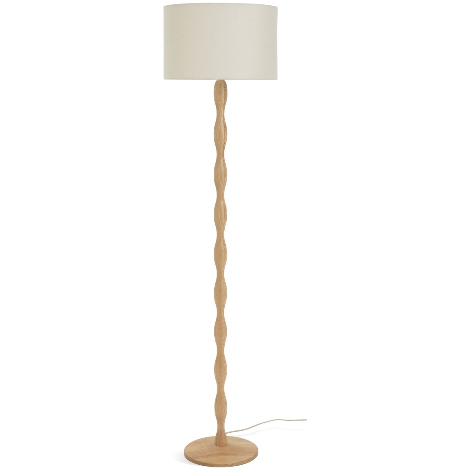 Habitat Bobbin ash wood stick floor lamp natural, UK version