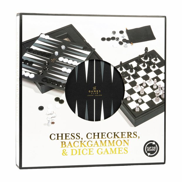 Professor Puzzle chess checkers backgammon game set - British product