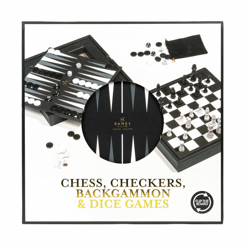 Professor Puzzle chess checkers backgammon game set - British product