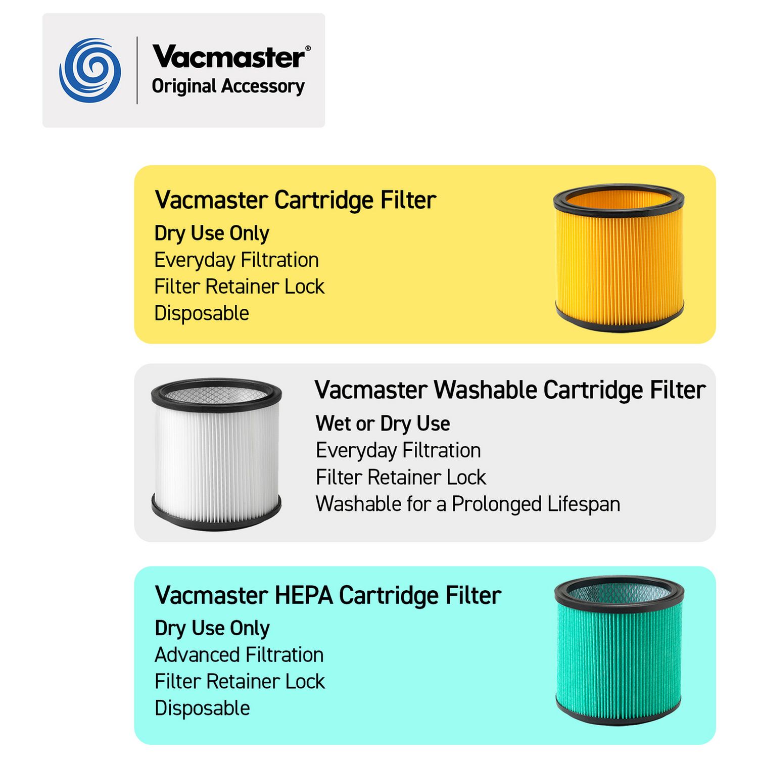 Vacmaster washable filter for 15-60L vacuum - British product