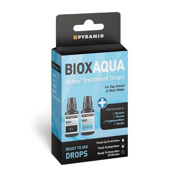 Pyramid Biox Aqua Drops chlorine dioxide water treatment (British brand)