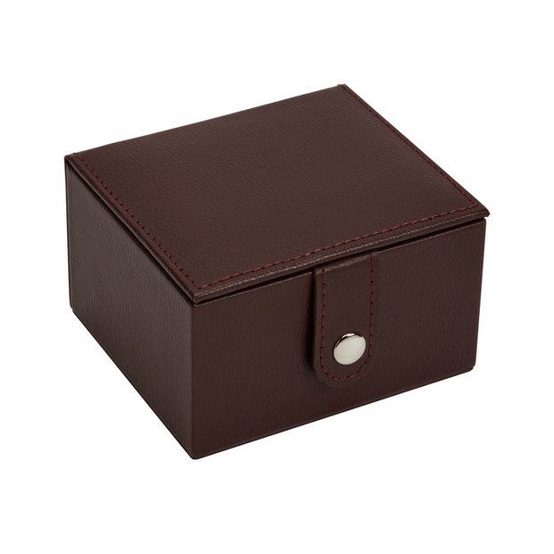 Argos Home brown faux leather men's jewellery box, imported from the UK