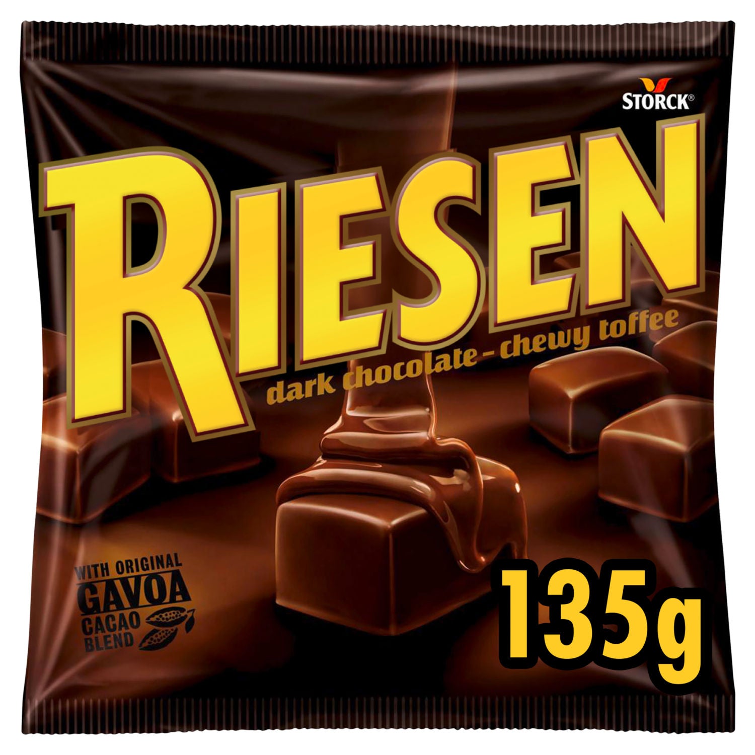 Riesen dark chocolate chewy toffee 135g, imported from the UK