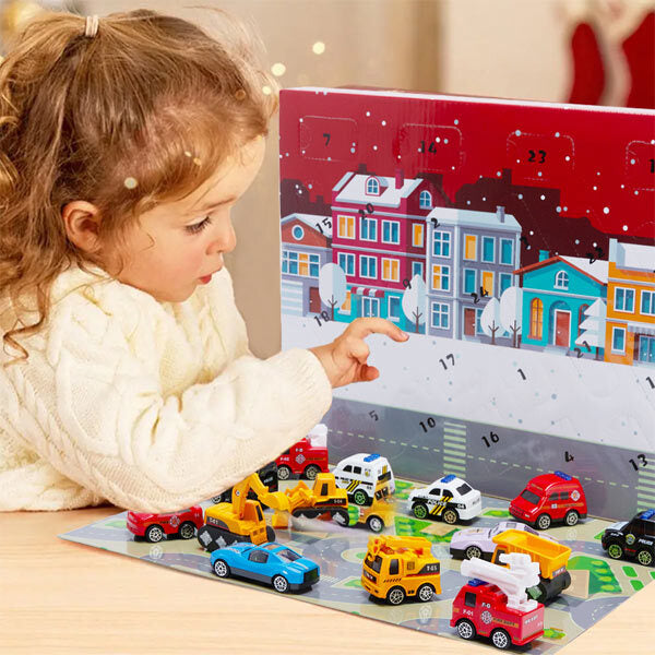 Livingandhome Christmas advent calendar car toy 35cm, imported from the UK