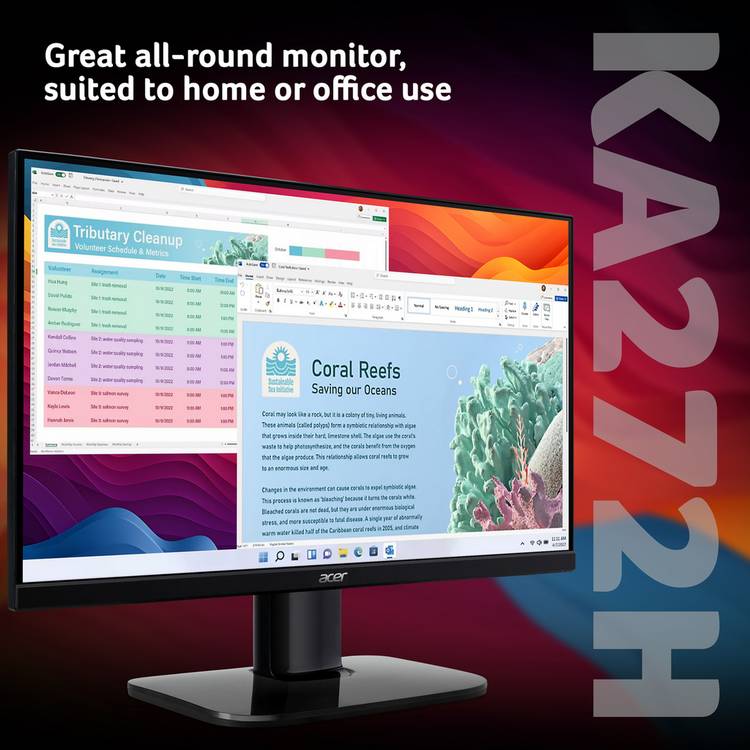 Acer KA272H 27in Full HD monitor, imported from the UK