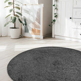 Relay charcoal round short pile rug 133cm - British product