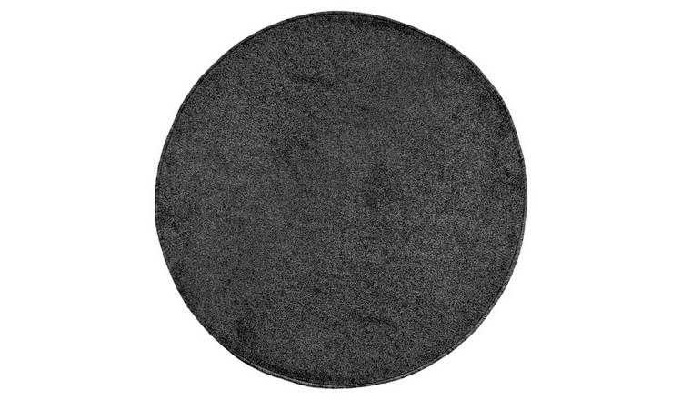 Relay charcoal round short pile rug 133cm - British product