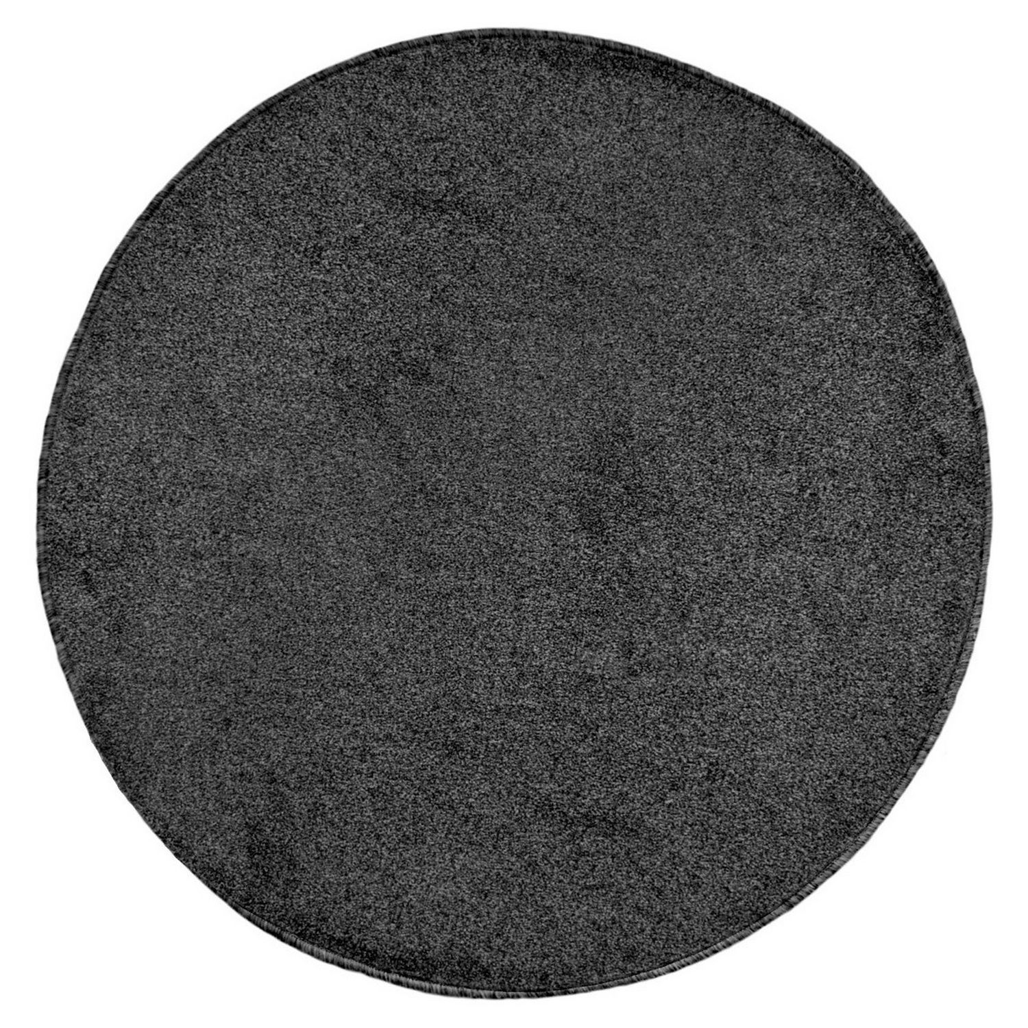 Relay charcoal round short pile rug 133cm - British product