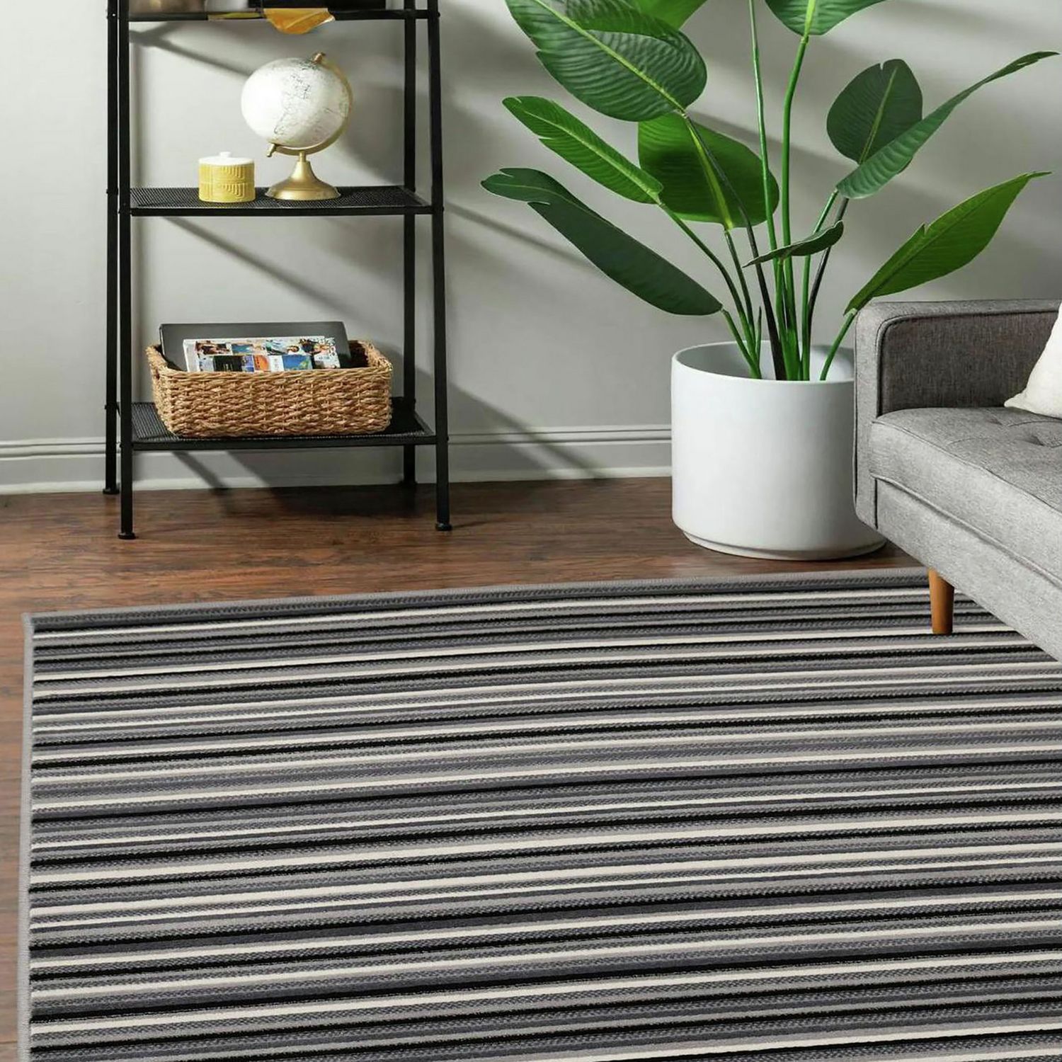 Homemaker grey striped cut pile rug 120x160cm (British brand)
