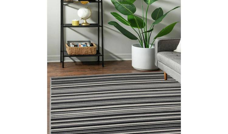 Homemaker grey striped cut pile rug 120x160cm (British brand)