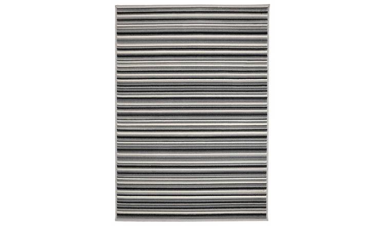 Homemaker grey striped cut pile rug 120x160cm (British brand)