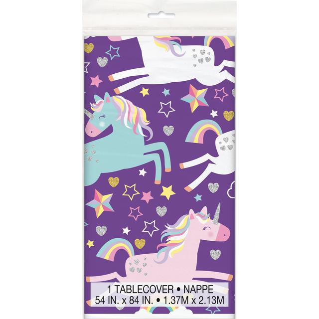 Starry Rainbow Unicorn Plastic Table Cover