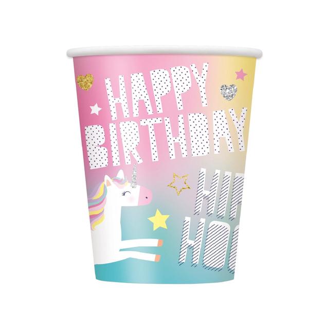 Unicorn Birthday Recyclable Paper Cups   8 per pack