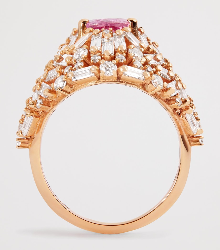 Suzanne Kalan rose gold diamond and pink sapphire ring - British product