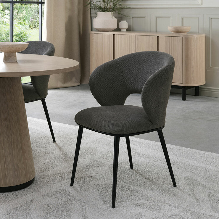 Bentley Designs Luca grey fabric dining chair 2-pack, UK version