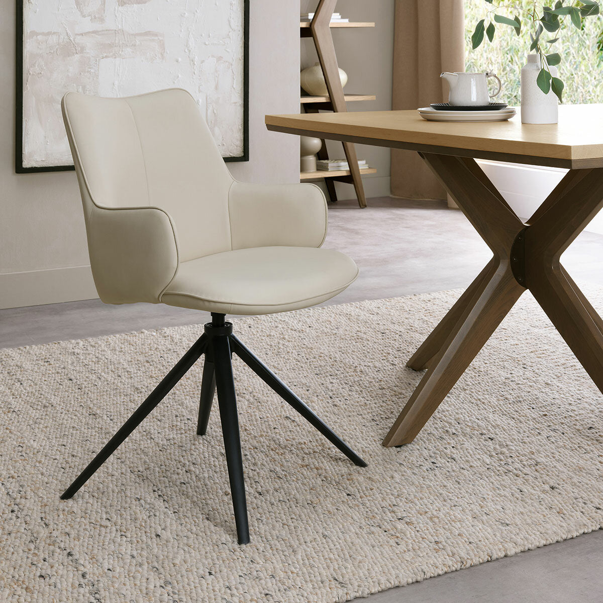 Bentley Designs Rowan beige faux leather dining chair - British product