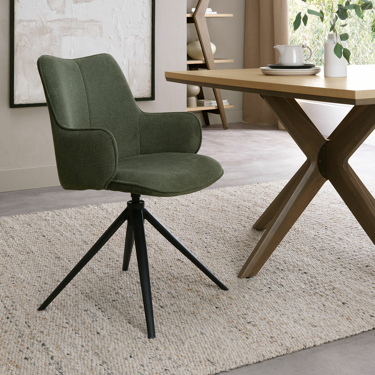 Bentley Designs Rowan green fabric dining chair (British brand)
