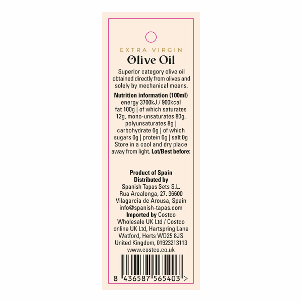 1896 Extra Virgin Olive Oil 1L bottle (British brand)