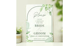 Botanical wedding sign personalised aluminium H19.4 x W30.5 cm, UK version
