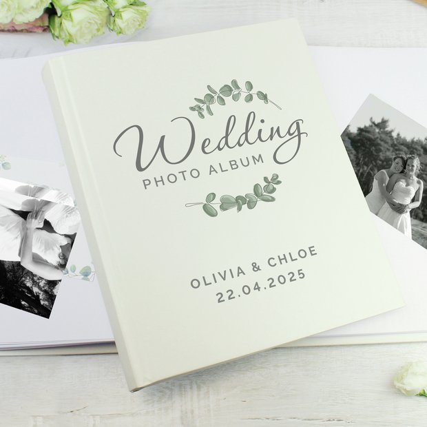 Personalised botanical wedding album 30x25cm - British product