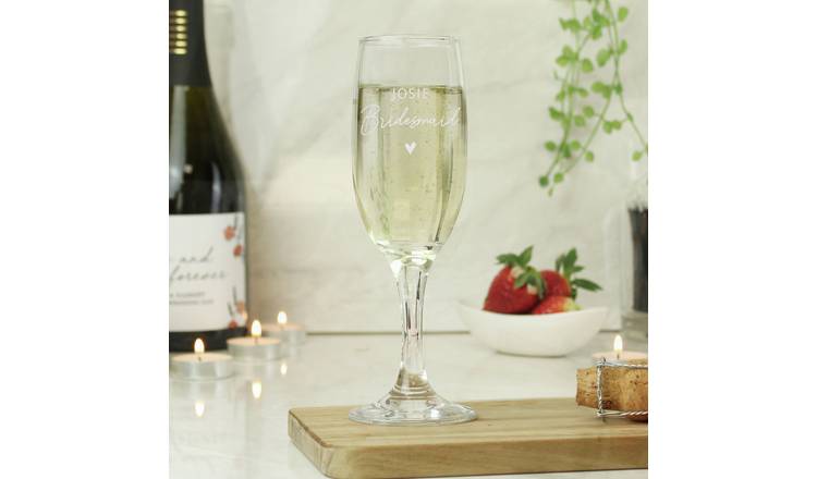 Personalised bridesmaid flute glass 180ml (British brand)