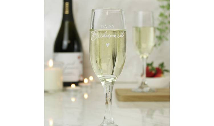 Personalised bridesmaid flute glass 180ml (British brand)