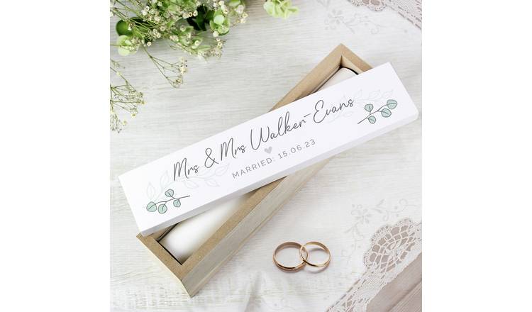 personalised eucalyptus wood certificate holder shabby chic design, UK version
