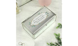 Personalised botanical jewellery box with mirrored finish, imported from the UK