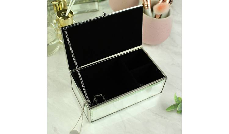 Personalised botanical jewellery box with mirrored finish, imported from the UK