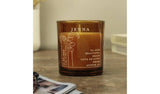 Personalised vanilla scented May birth flower candle in amber glass jar (British brand)