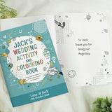 Personalised blue wedding activity book - British product