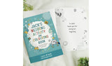 Personalised blue wedding activity book - British product