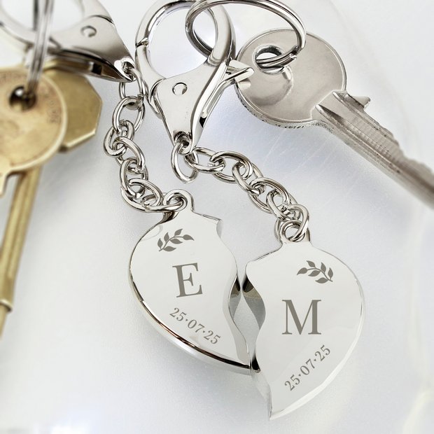 Personalised two hearts keyring, imported from the UK