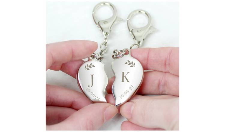 Personalised two hearts keyring, imported from the UK