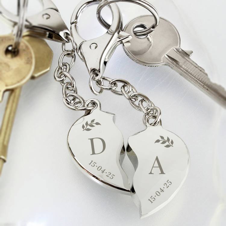 Personalised two hearts keyring, imported from the UK