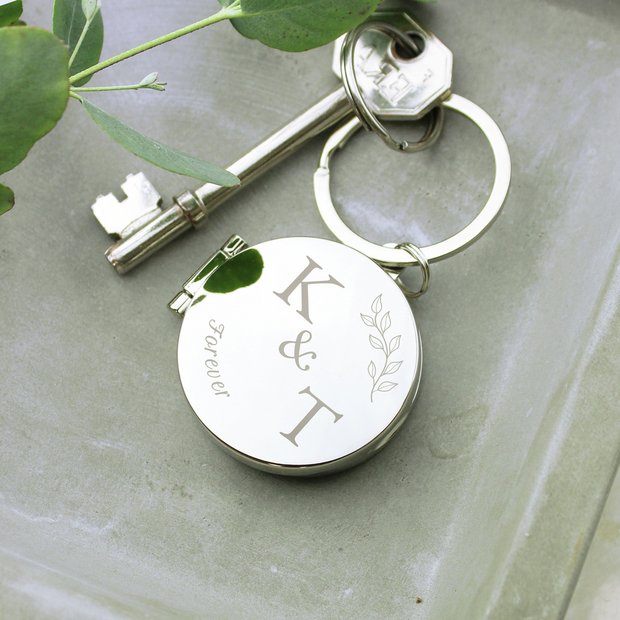 Personalised couples photo keyring nickel plated, imported from the UK