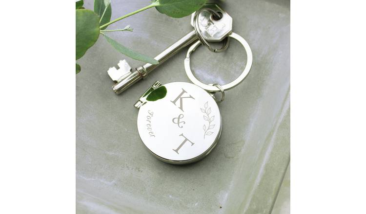 Personalised couples photo keyring nickel plated, imported from the UK