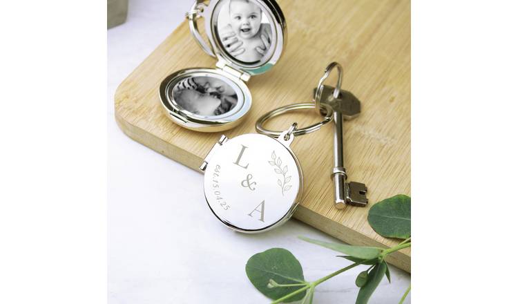 Personalised couples photo keyring nickel plated, imported from the UK