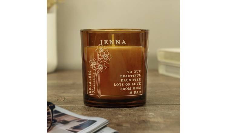 Personalised vanilla candle jar, December birthday gift, UK version