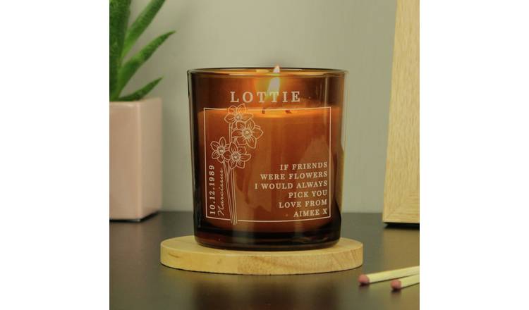Personalised vanilla candle jar, December birthday gift, UK version