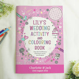 Personalised wedding activity book in pink, imported from the UK
