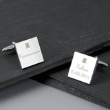 Personalised groomsman cufflinks square metal 1.6cm - British product